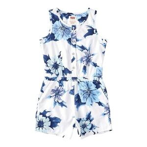 Levi’s Big Girl Floral Button Front Romper Size 6T